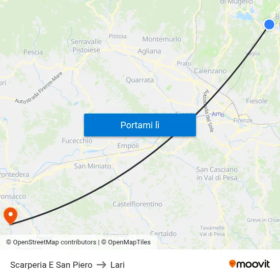 Scarperia E San Piero to Lari map