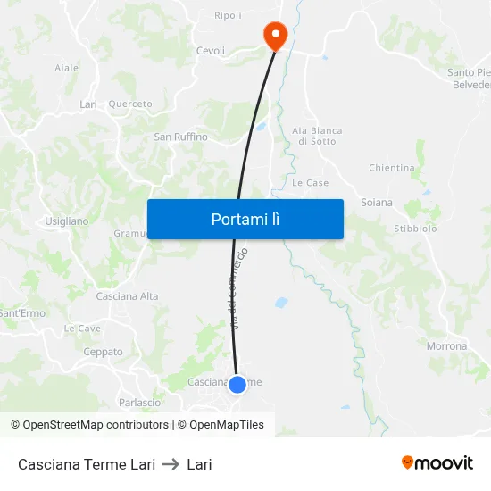 Casciana Terme Lari to Lari map