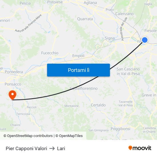 Pier Capponi Valori to Lari map