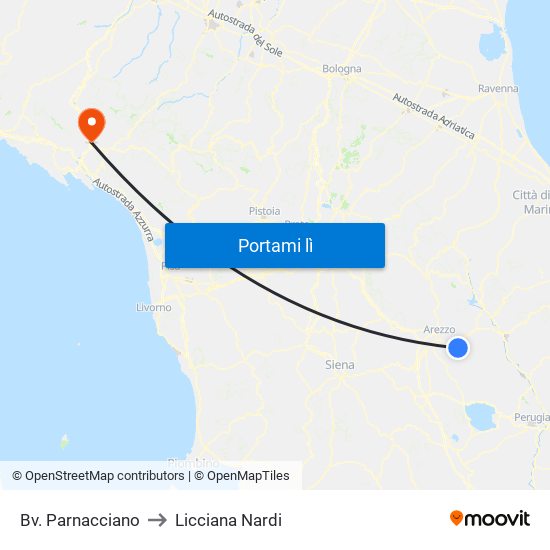 Bv. Parnacciano to Licciana Nardi map