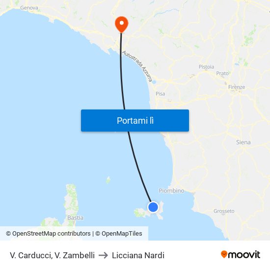 V. Carducci, V.  Zambelli to Licciana Nardi map