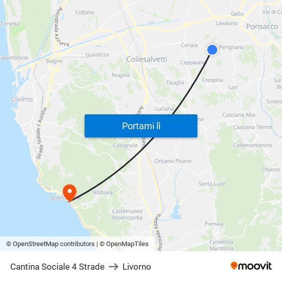 Cantina Sociale 4 Strade to Livorno map