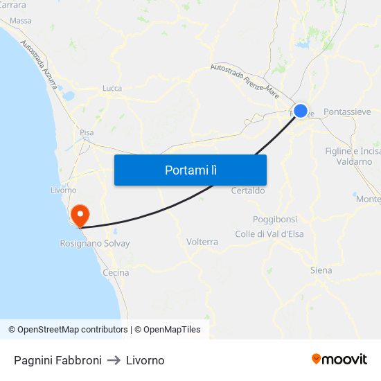 Pagnini Fabbroni to Livorno map