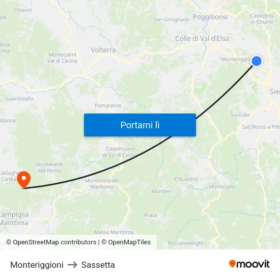 Monteriggioni to Sassetta map