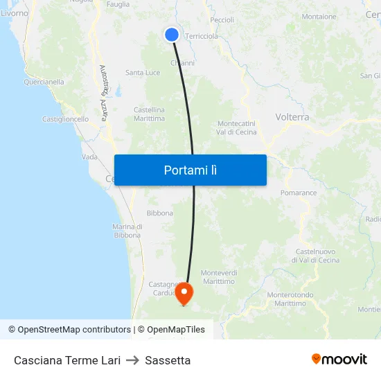 Casciana Terme Lari to Sassetta map