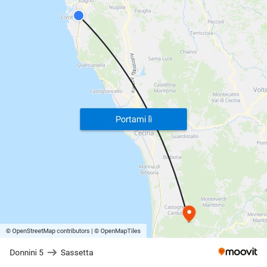 Donnini 5 to Sassetta map