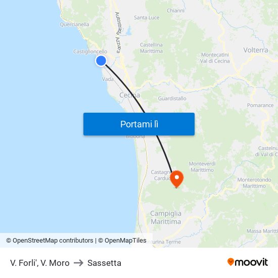 V. Forli',  V. Moro to Sassetta map
