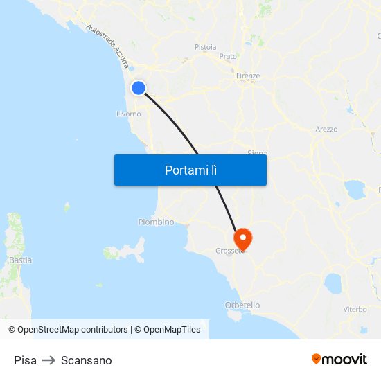 Pisa to Scansano map