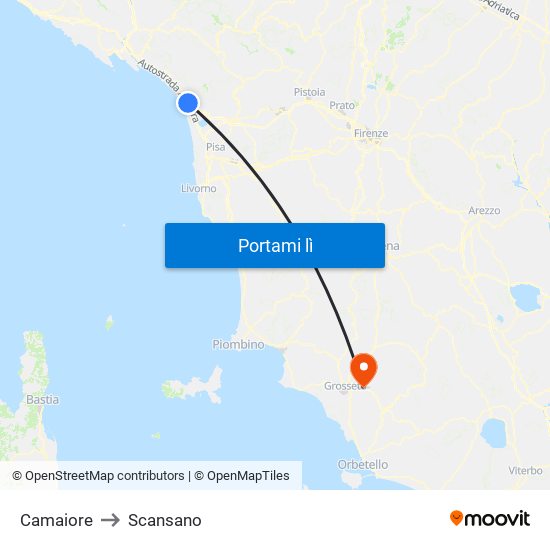 Camaiore to Scansano map