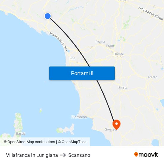 Villafranca In Lunigiana to Scansano map