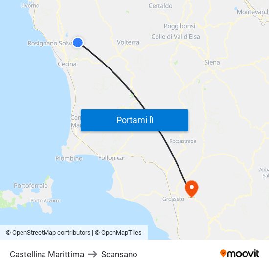 Castellina Marittima to Scansano map