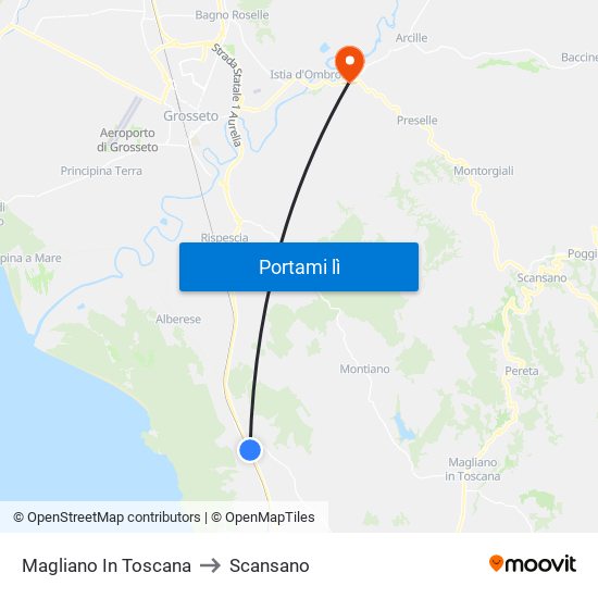 Magliano In Toscana to Scansano map