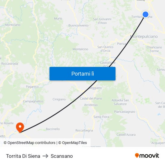 Torrita Di Siena to Scansano map