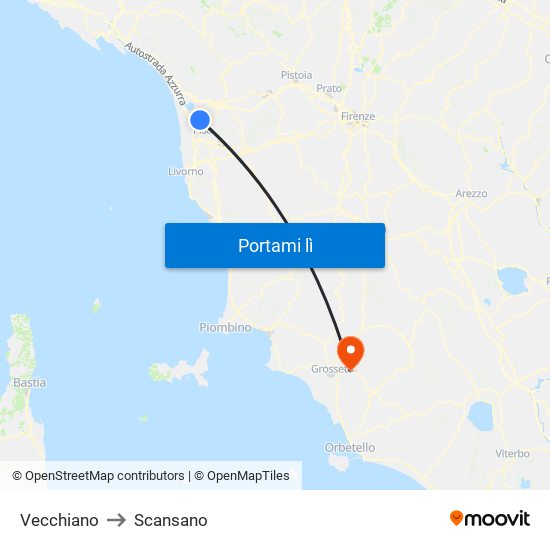 Vecchiano to Scansano map