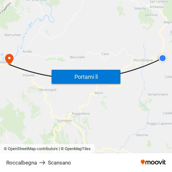 Roccalbegna to Scansano map