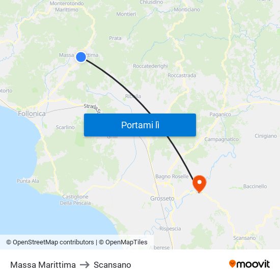 Massa Marittima to Scansano map
