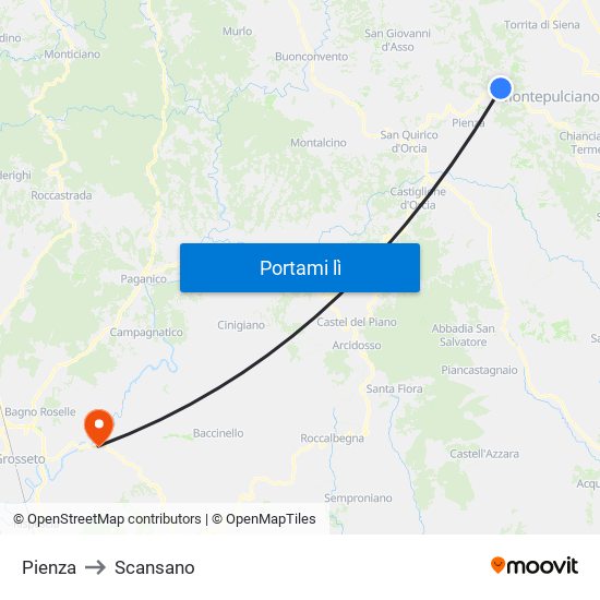Pienza to Scansano map