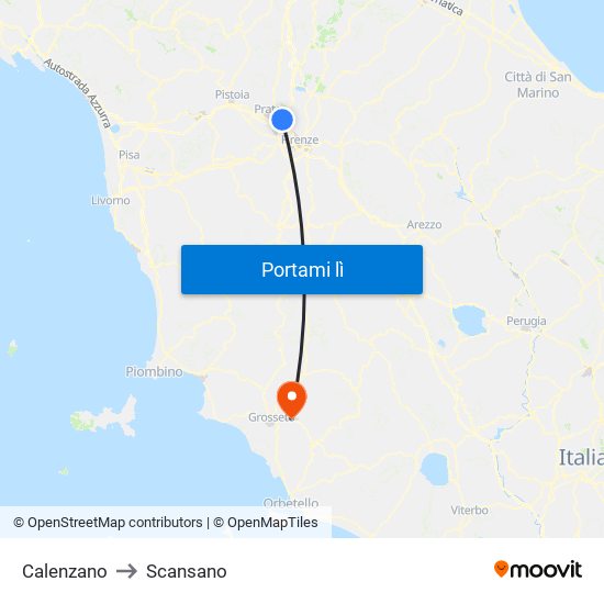 Calenzano to Scansano map