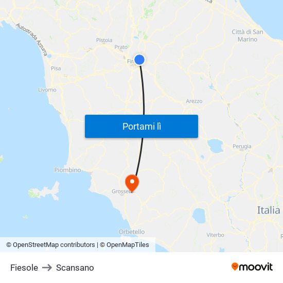 Fiesole to Scansano map