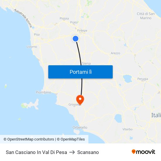 San Casciano In Val Di Pesa to Scansano map