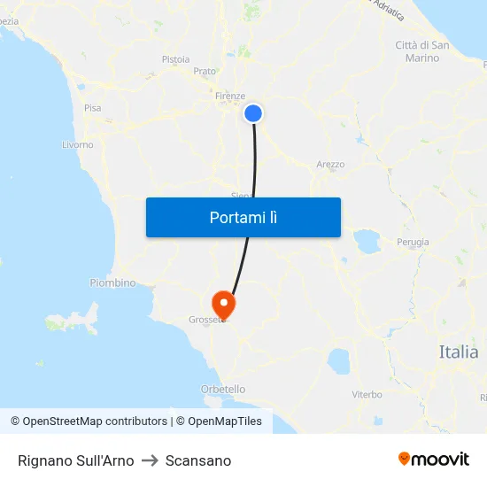 Rignano Sull'Arno to Scansano map