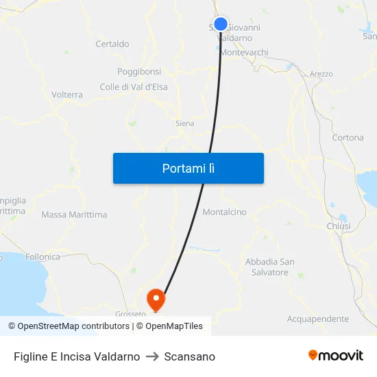 Figline E Incisa Valdarno to Scansano map