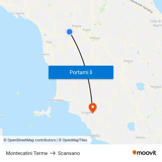 Montecatini Terme to Scansano map
