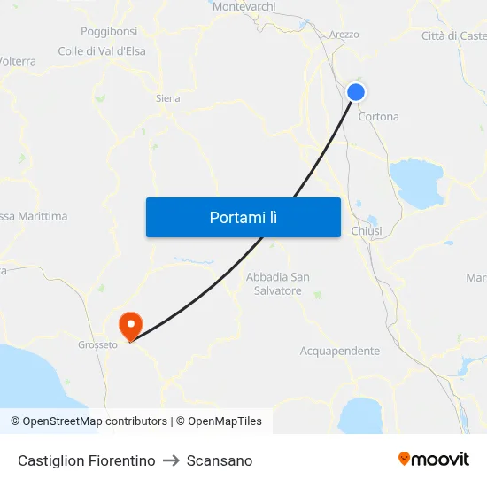 Castiglion Fiorentino to Scansano map