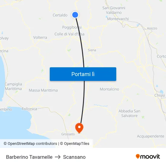 Barberino Tavarnelle to Scansano map