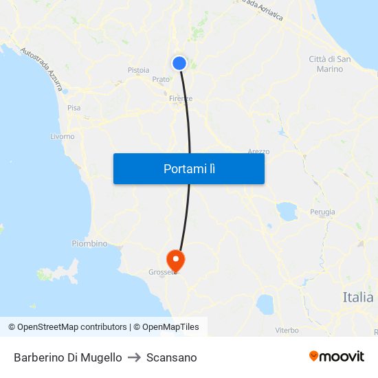 Barberino Di Mugello to Scansano map