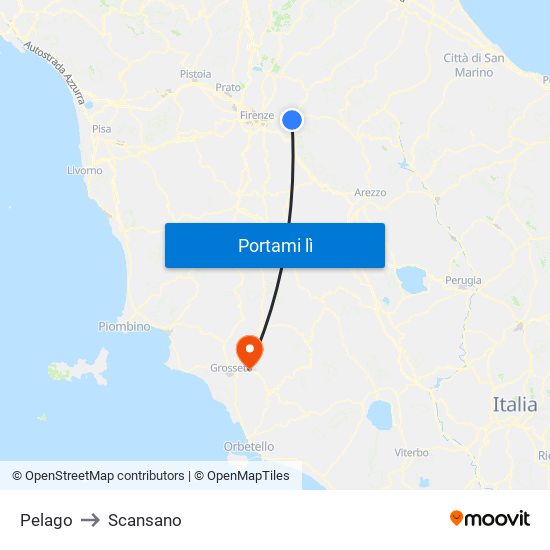 Pelago to Scansano map