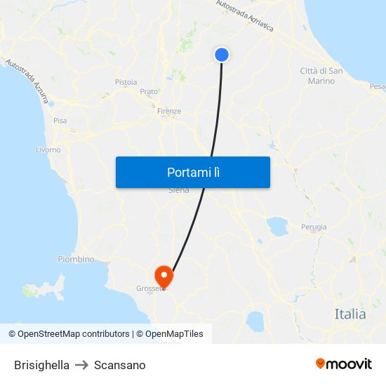 Brisighella to Scansano map