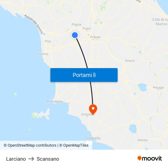 Larciano to Scansano map