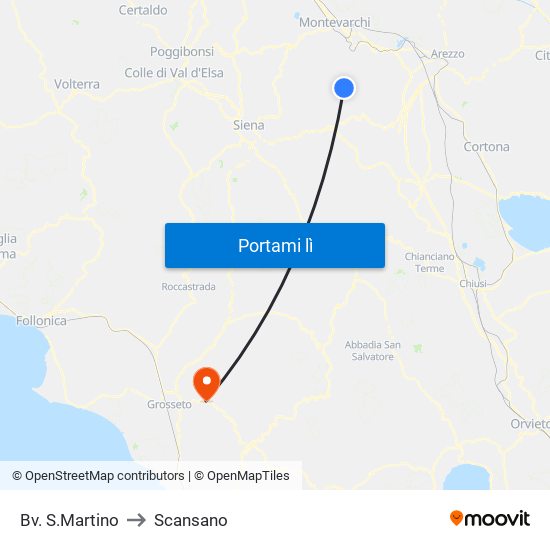 Bv. S.Martino to Scansano map