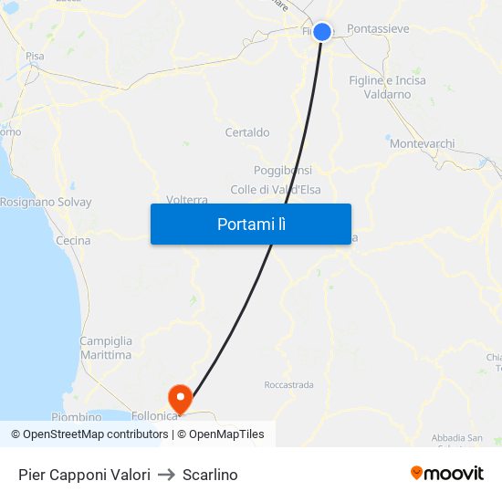 Pier Capponi Valori to Scarlino map