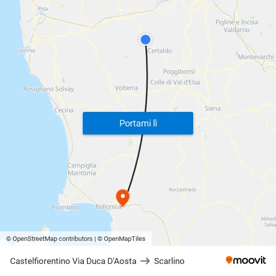 Castelfiorentino Via Duca D'Aosta to Scarlino map