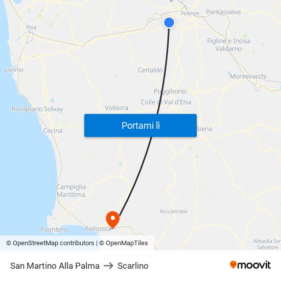 San Martino Alla Palma to Scarlino map