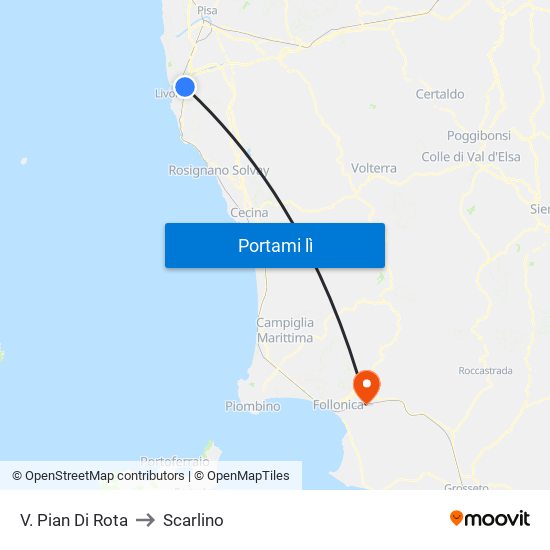 V. Pian Di Rota to Scarlino map