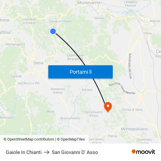 Gaiole In Chianti to San Giovanni D' Asso map