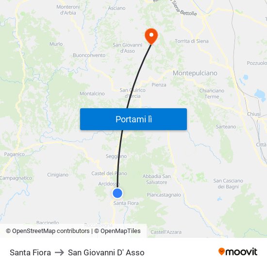 Santa Fiora to San Giovanni D' Asso map