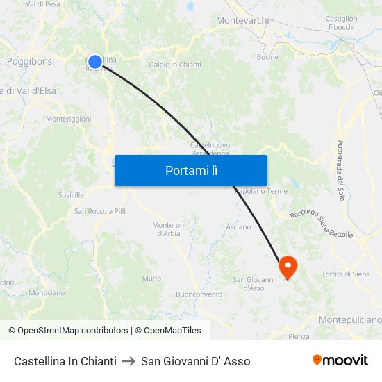 Castellina In Chianti to San Giovanni D' Asso map