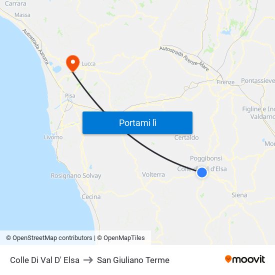 Colle Di Val D' Elsa to San Giuliano Terme map