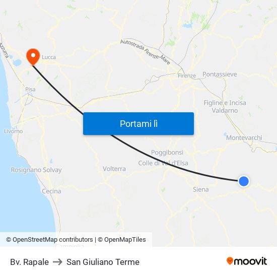 Bv. Rapale to San Giuliano Terme map