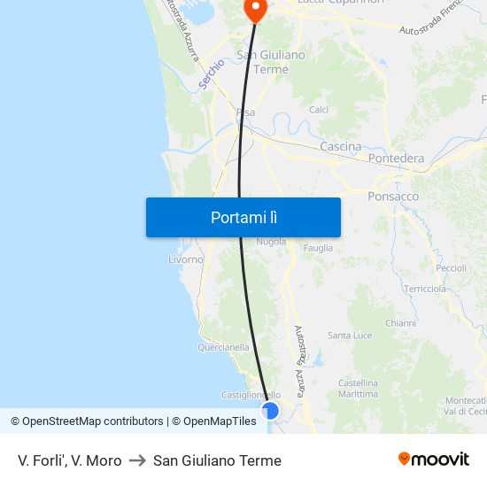 V. Forli',  V. Moro to San Giuliano Terme map