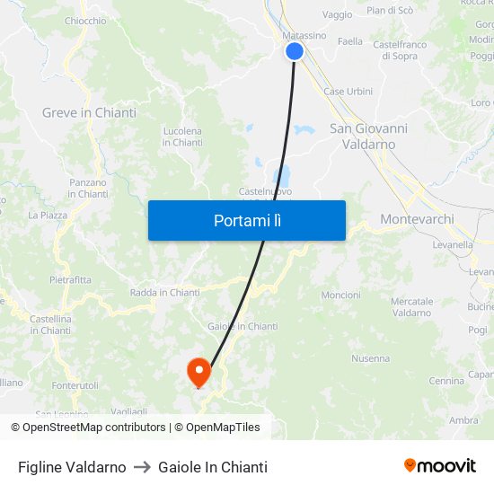 Figline Valdarno to Gaiole In Chianti map
