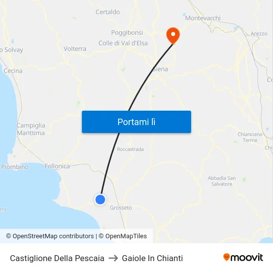 Castiglione Della Pescaia to Gaiole In Chianti map
