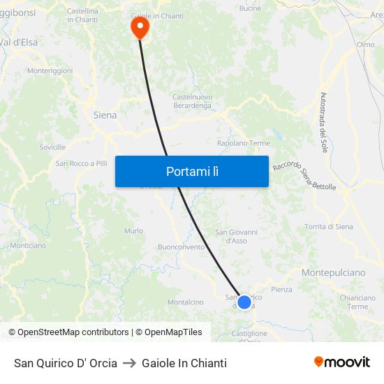 San Quirico D' Orcia to Gaiole In Chianti map