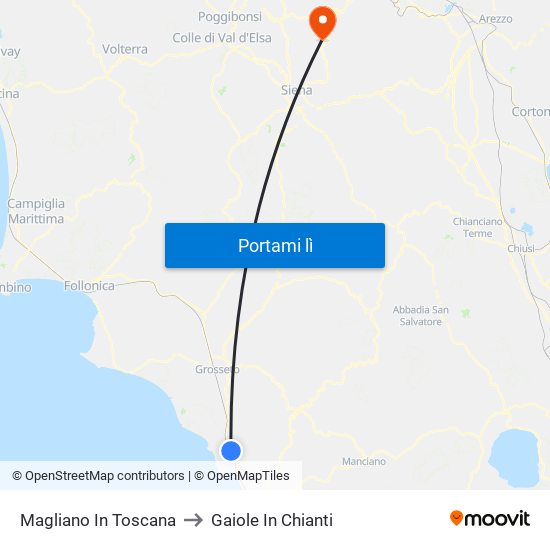 Magliano In Toscana to Gaiole In Chianti map