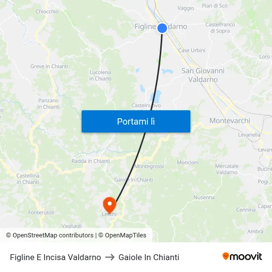 Figline E Incisa Valdarno to Gaiole In Chianti map