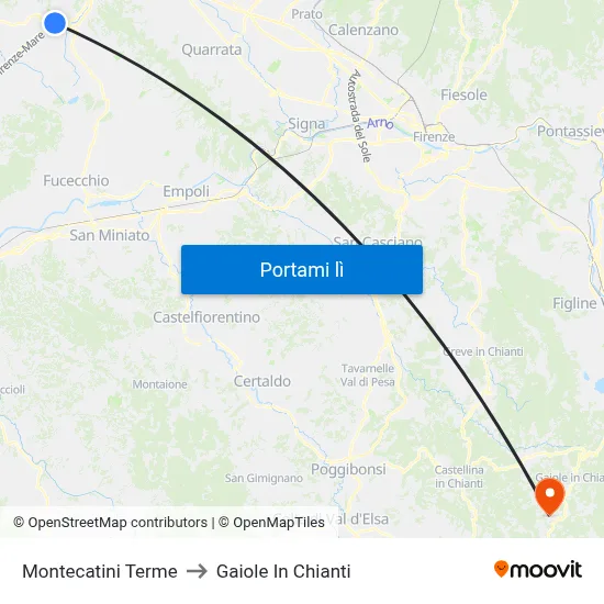 Montecatini Terme to Gaiole In Chianti map